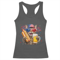 Beer And Hotdog Cat Racerback Tank Top Fourth Of July Celebration