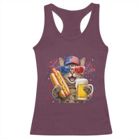 Beer And Hotdog Cat Racerback Tank Top Fourth Of July Celebration