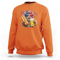 Beer And Hotdog Cat Sweatshirt Fourth Of July Celebration
