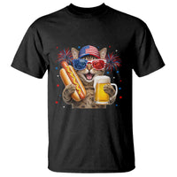 Beer And Hotdog Cat T Shirt Fourth Of July Celebration