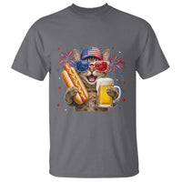 Beer And Hotdog Cat T Shirt Fourth Of July Celebration