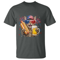 Beer And Hotdog Cat T Shirt Fourth Of July Celebration