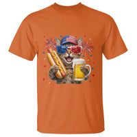 Beer And Hotdog Cat T Shirt Fourth Of July Celebration