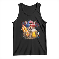Beer And Hotdog Cat Tank Top Fourth Of July Celebration