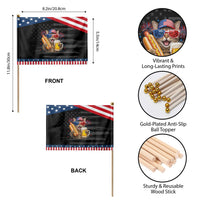 Beer And Hotdog Cat Patriotic Handheld Flag Fourth Of July Celebration