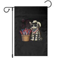 Patriotic Cowboy Cat Garden Flag 4th Of July Fireworks Celebration