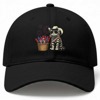 Patriotic Cowboy Cat Baseball Cap 4th Of July Fireworks Celebration