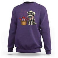 Patriotic Cowboy Cat Sweatshirt 4th Of July Fireworks Celebration