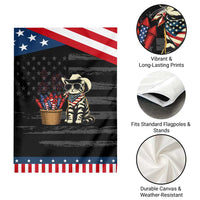 Vintage Cowboy Cat Patriotic Garden Flag 4th Of July Fireworks Celebration