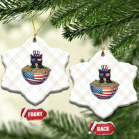 Funny Black Cats Eat Ramen Ceramic Ornament American Flag 4th Of July