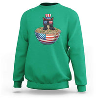 Funny Black Cats Eat Ramen Sweatshirt American Flag 4th Of July