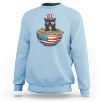 Funny Black Cats Eat Ramen Sweatshirt American Flag 4th Of July