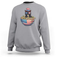 Funny Black Cats Eat Ramen Sweatshirt American Flag 4th Of July