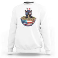 Funny Black Cats Eat Ramen Sweatshirt American Flag 4th Of July