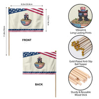 Funny Black Cats Eat Ramen Patriotic Handheld Flag American Flag 4th Of July