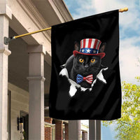 Funny Black Cat With Uncle Sam Hat Garden Flag Patriotic Pet Lover