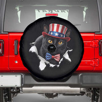 Funny Black Cat With Uncle Sam Hat Spare Tire Cover Patriotic Pet Lover
