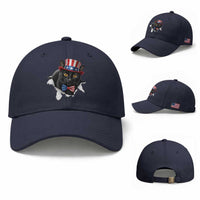 Funny Black Cat With Uncle Sam Hat Baseball Cap Patriotic Pet Lover