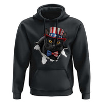 Funny Black Cat With Uncle Sam Hat Hoodie Patriotic Pet Lover