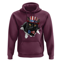 Funny Black Cat With Uncle Sam Hat Hoodie Patriotic Pet Lover