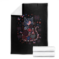 Funny Patriotic Cat Lover Throw Blanket 4th Of July Freedom