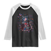 Funny Patriotic Cat Lover Raglan Shirt 4th Of July Freedom