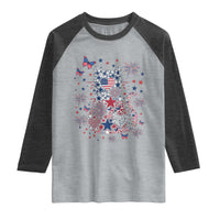 Funny Patriotic Cat Lover Raglan Shirt 4th Of July Freedom