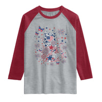 Funny Patriotic Cat Lover Raglan Shirt 4th Of July Freedom