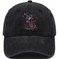 Funny Patriotic Cat Lover Washed Cotton Baseball Cap 4th Of July Freedom
