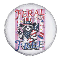 Funny Fourth Of July Raccoon Spare Tire Cover Feral But Free