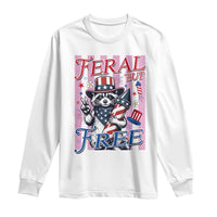Funny Fourth Of July Raccoon Long Sleeve Shirt Feral But Free