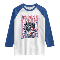 Funny Fourth Of July Raccoon Raglan Shirt Feral But Free
