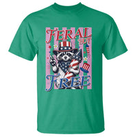 Funny Fourth Of July Raccoon T Shirt Feral But Free
