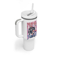Funny Fourth Of July Raccoon Tumbler With Handle Feral But Free