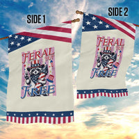 Funny Fourth Of July Raccoon Patriotic Garden Flag Feral But Free