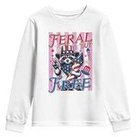Funny Fourth Of July Raccoon Youth Sweatshirt Feral But Free