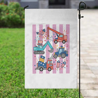 Red White And Blue Construction Crew Garden Flag Patriotic Kids 4th Of July