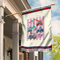 Red White And Blue Construction Crew Patriotic Garden Flag Kids 4th Of July