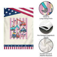 Red White And Blue Construction Crew Patriotic Garden Flag Kids 4th Of July