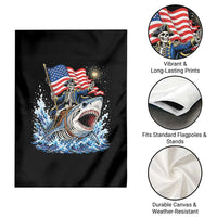 Patriotic Skeleton Pirate Riding Shark Garden Flag American Ocean Pride