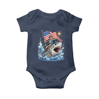 Patriotic Skeleton Pirate Riding Shark Baby Onesie American Ocean Pride