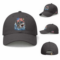 Patriotic Skeleton Pirate Riding Shark Baseball Cap American Ocean Pride
