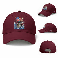 Patriotic Skeleton Pirate Riding Shark Baseball Cap American Ocean Pride
