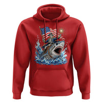 Patriotic Skeleton Pirate Riding Shark Hoodie American Ocean Pride