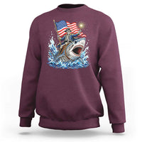 Patriotic Skeleton Pirate Riding Shark Sweatshirt American Ocean Pride