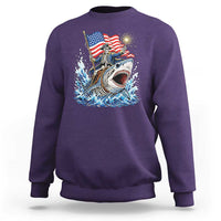 Patriotic Skeleton Pirate Riding Shark Sweatshirt American Ocean Pride