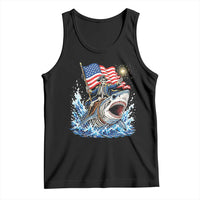 Patriotic Skeleton Pirate Riding Shark Tank Top American Ocean Pride