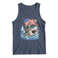 Patriotic Skeleton Pirate Riding Shark Tank Top American Ocean Pride