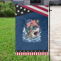 Funny Skeleton Pirate Riding Shark Patriotic Garden Flag American Ocean Pride