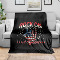 Patriotic Rocker Skeleton Hand Throw Blanket Rock On 250 Years